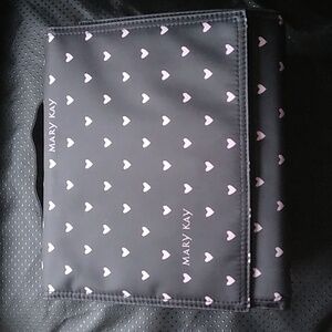 Mary Kay Black Pink Heart Roll Up Travel Cosmetic Bag
